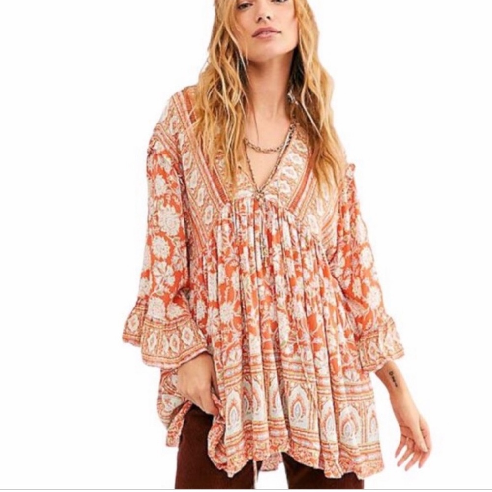 Free People Moon Dance Tunic OVERSIZED Size S in the ivory combo boho Chic 💞🌸💞